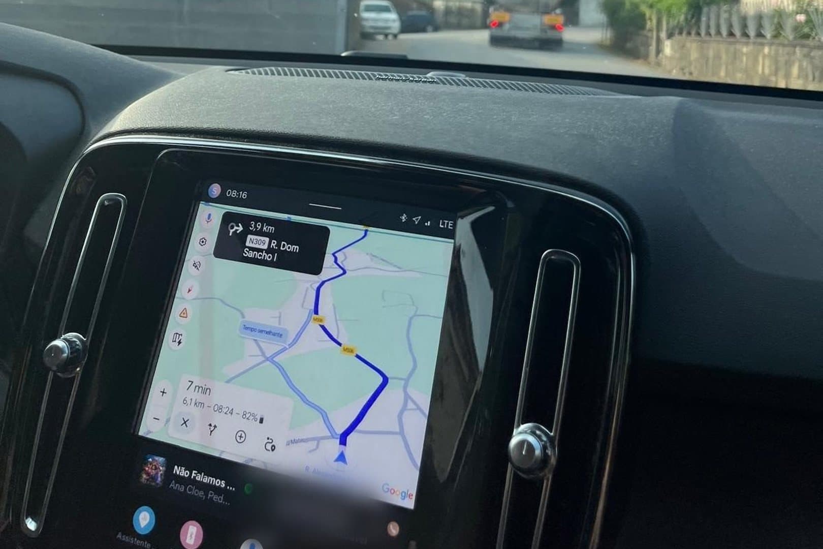 Navigation on the car screen, on the way to a visit